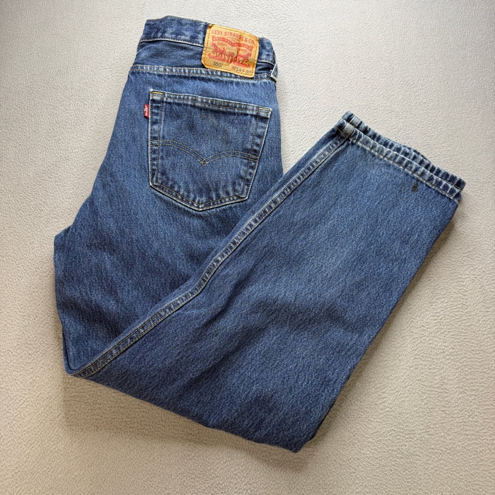 Levis 550 Relaxed Fit Jeans Mens 34x30 (FIT 33x29) Blue Denim Workwear Casual